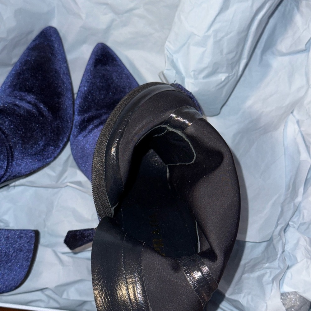 Prada Midnight Blue Velvet Heeled Boots - Picture 6 of 8